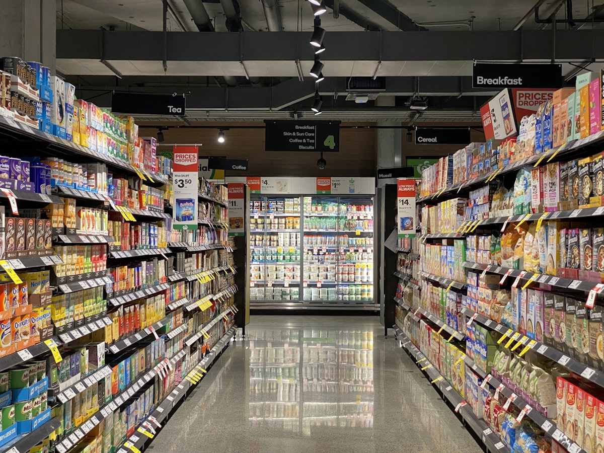 Electronic Shelf Labels in modern retail supermarket